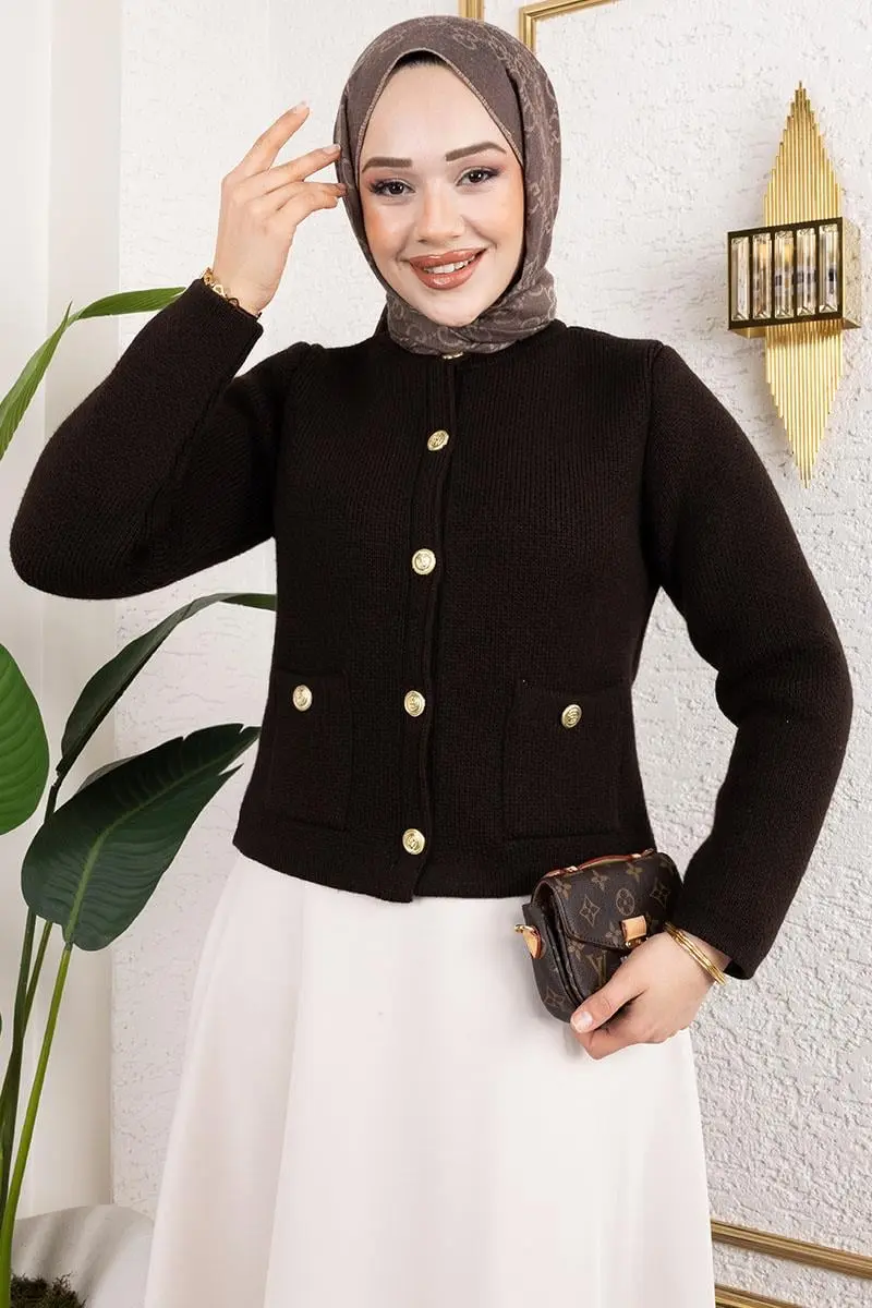 Buttoned Knitted Cardigan-detail