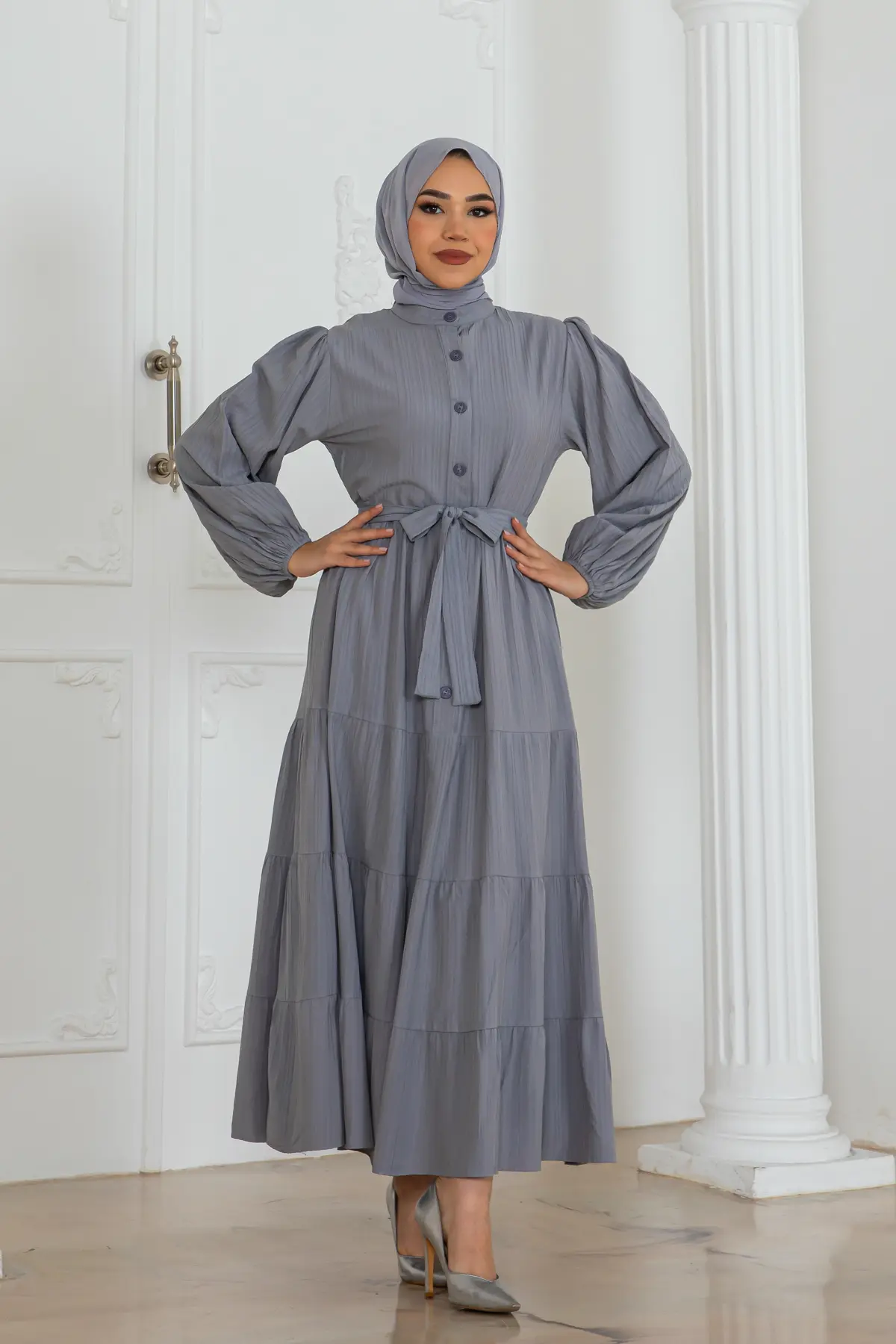 Düğme Detaylı Elbise-detail