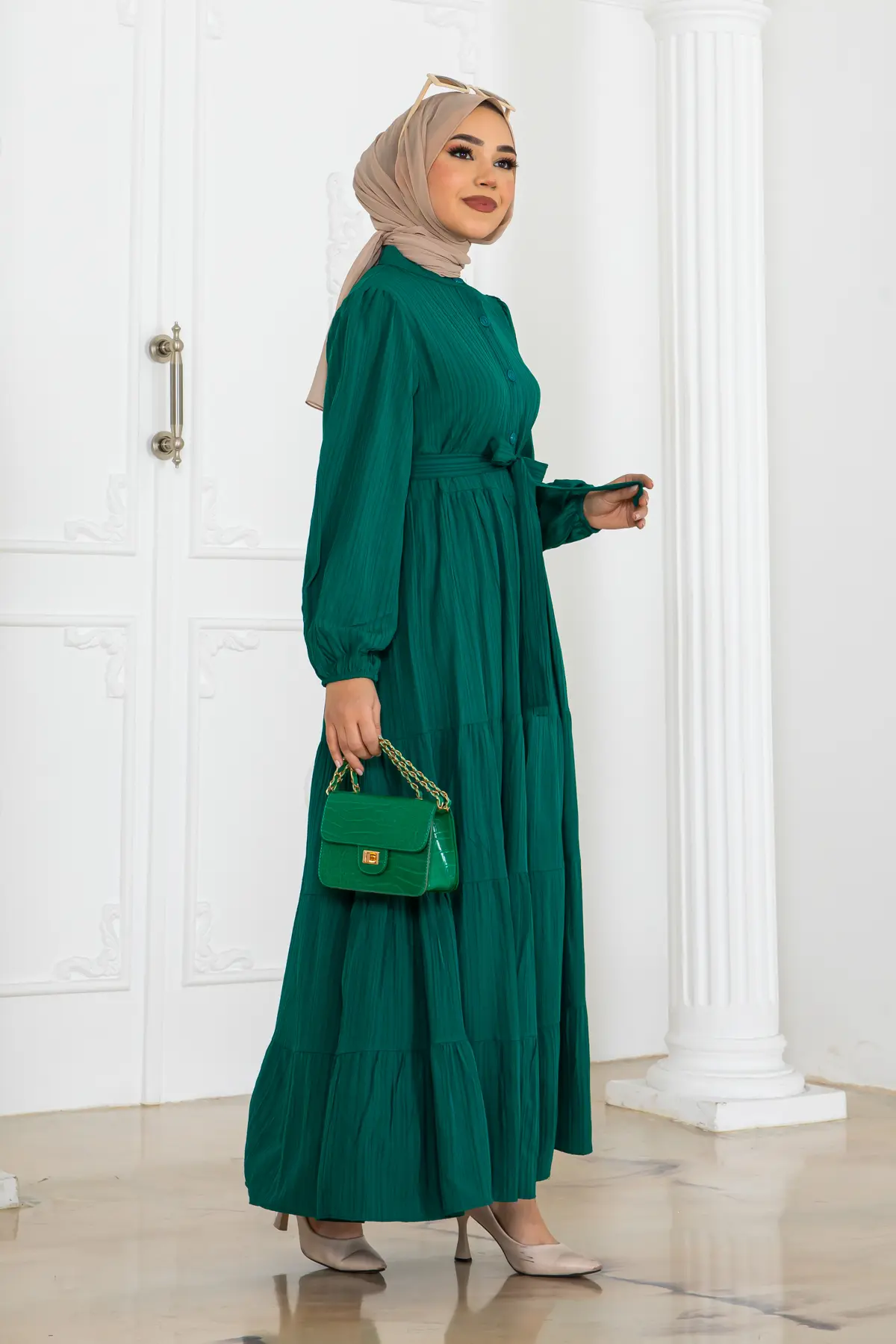 Düğme Detaylı Elbise-detail