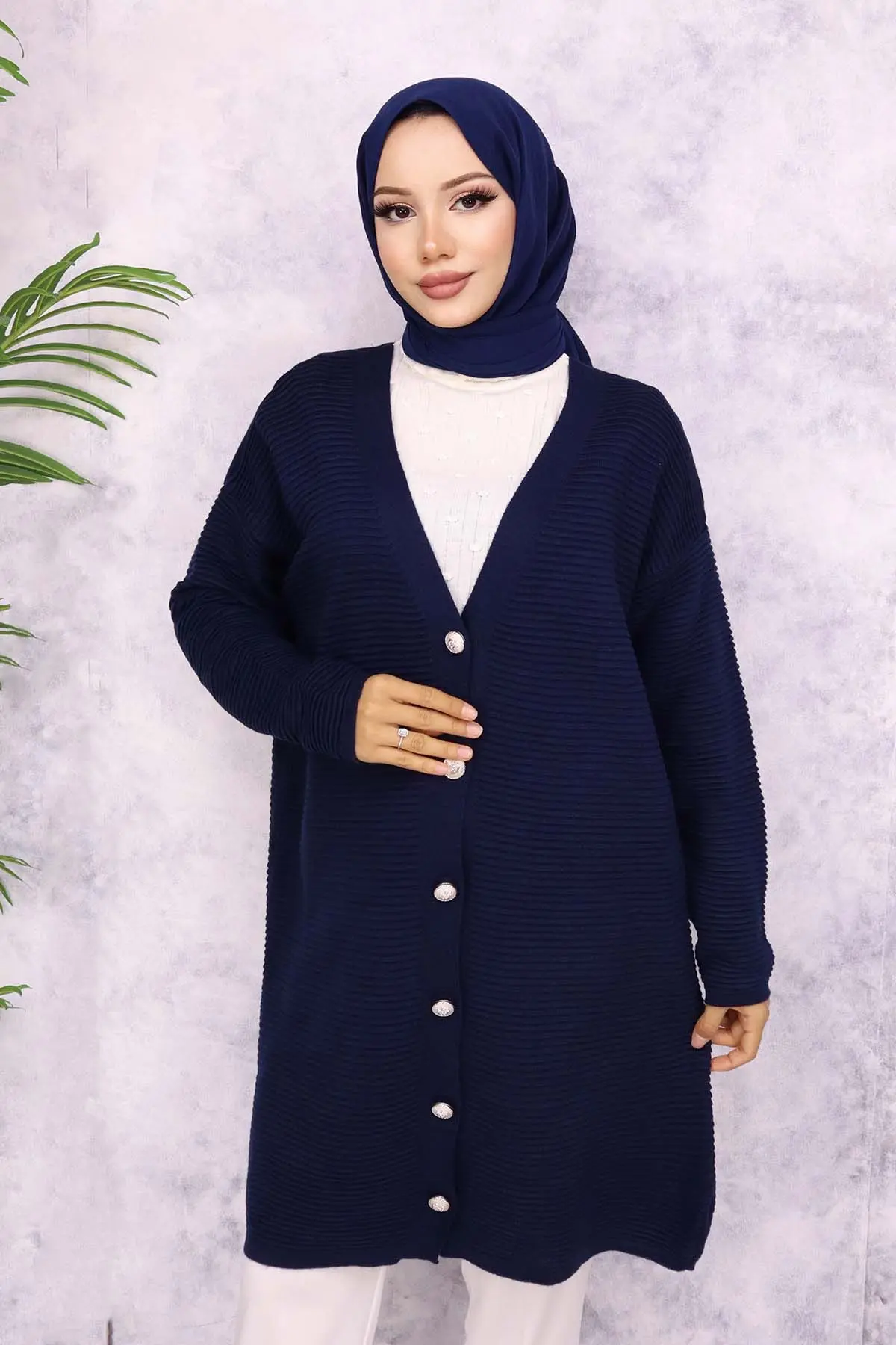 Düğme Detaylı Fitilli Hırka-detail