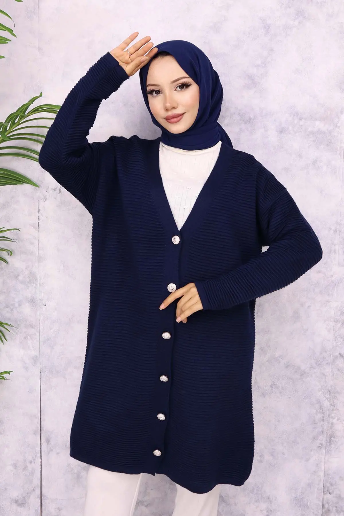 Düğme Detaylı Fitilli Hırka-detail