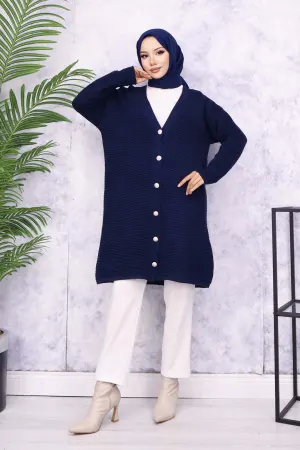 Button Detailed Ribbed Cardigan