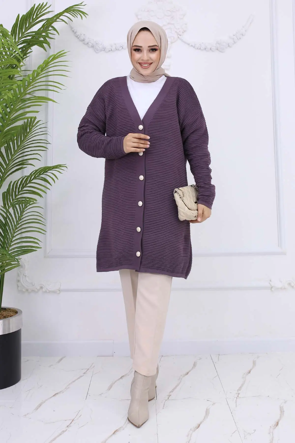 Düğme Detaylı Fitilli Hırka-detail