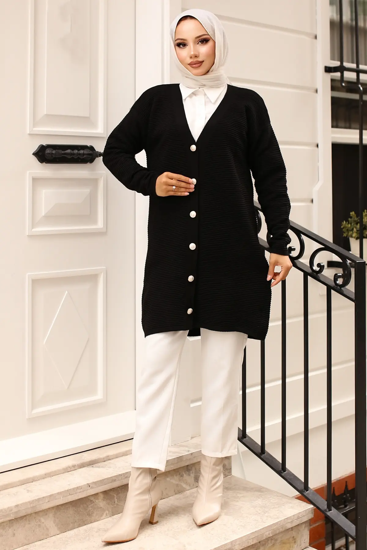 Düğme Detaylı Fitilli Hırka-detail