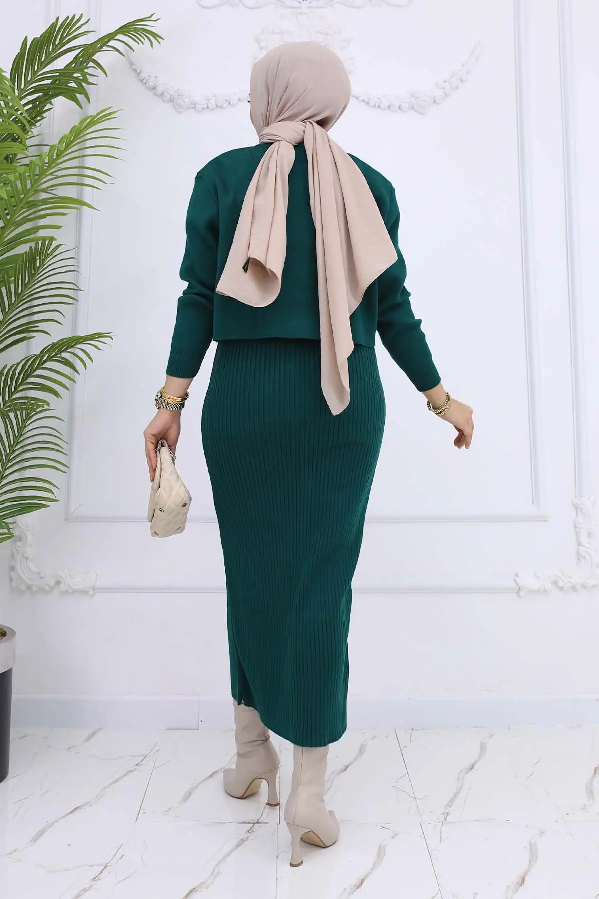 Düğme Detaylı Jile Triko Takım-detail