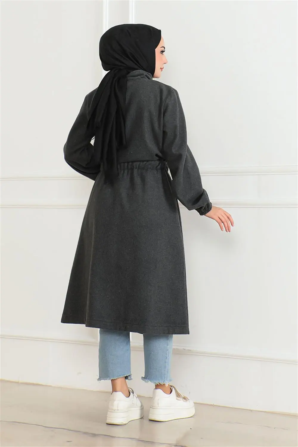 Düğme Detaylı Kaşe Kaban-detail