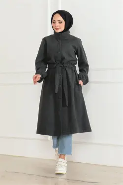 Button Detailed Stash Coat