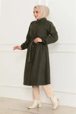 Button Detailed Stash Coat