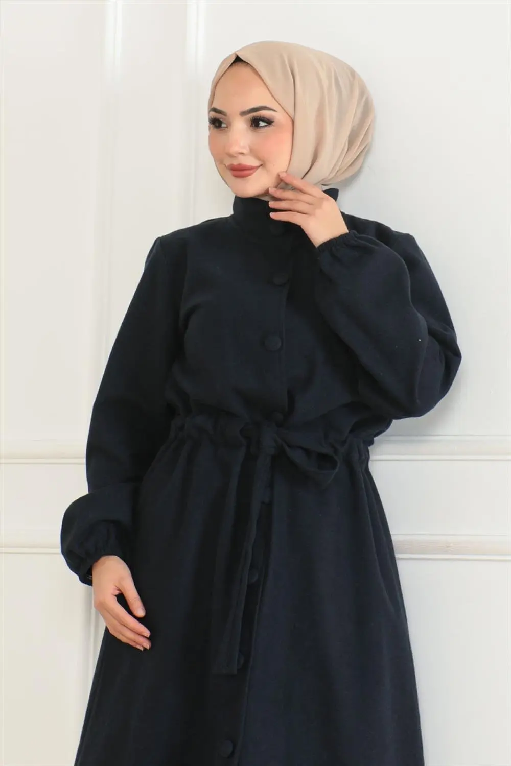 Düğme Detaylı Kaşe Kaban-detail