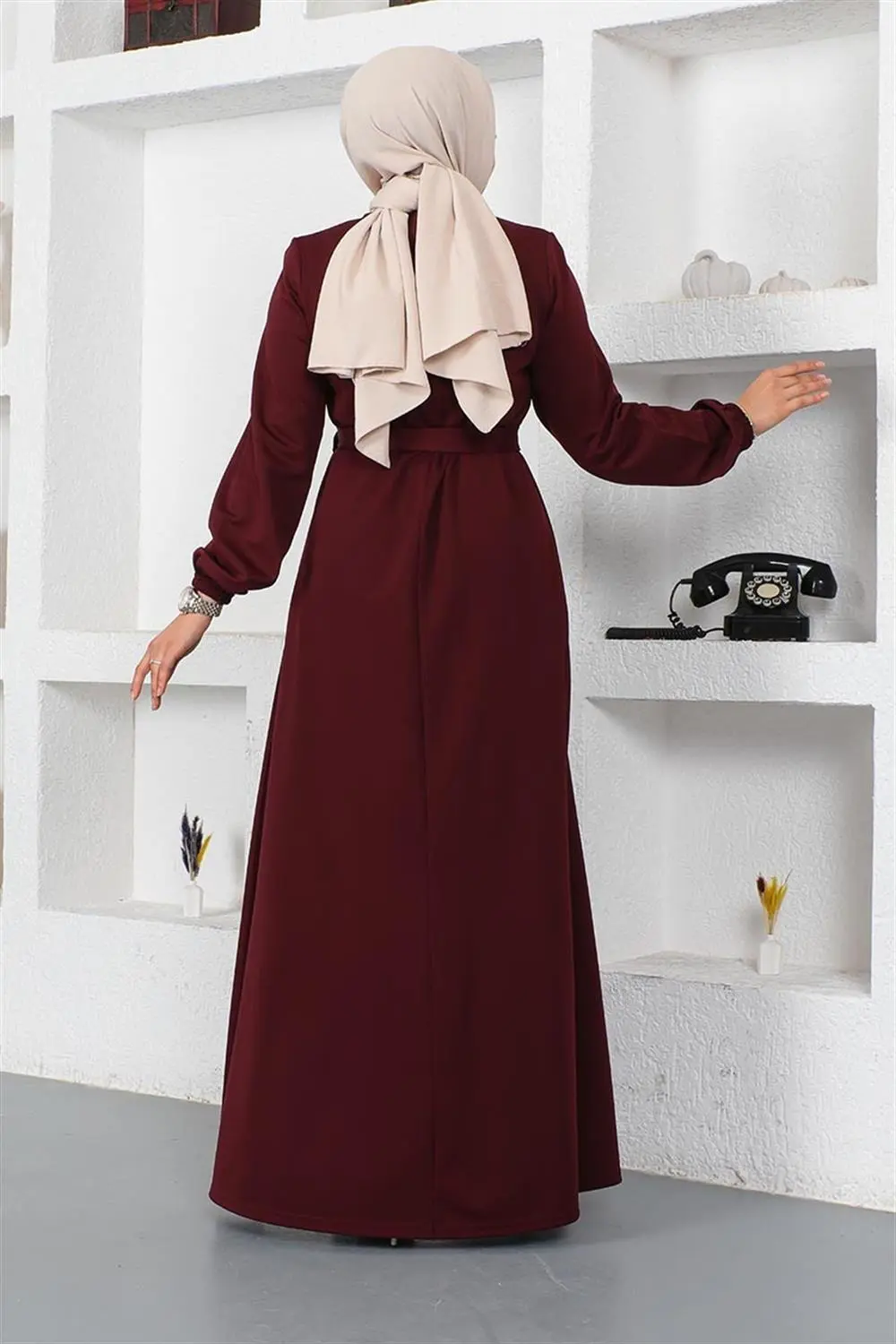 Düğme Detaylı Kemerli Elbise-detail