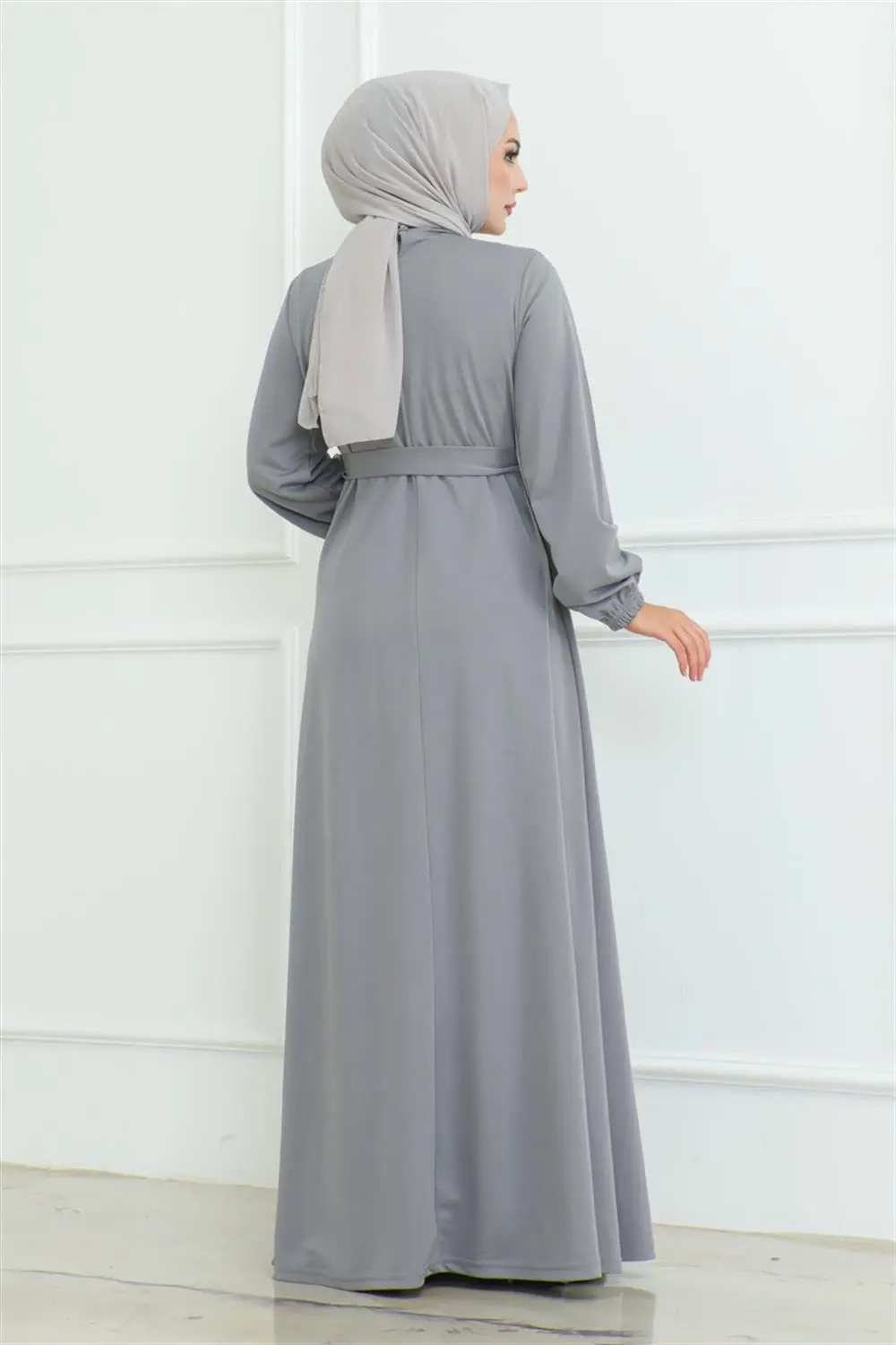 Düğme Detaylı Kemerli Elbise-detail