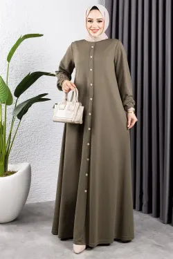 Button Detailed Belted Dress