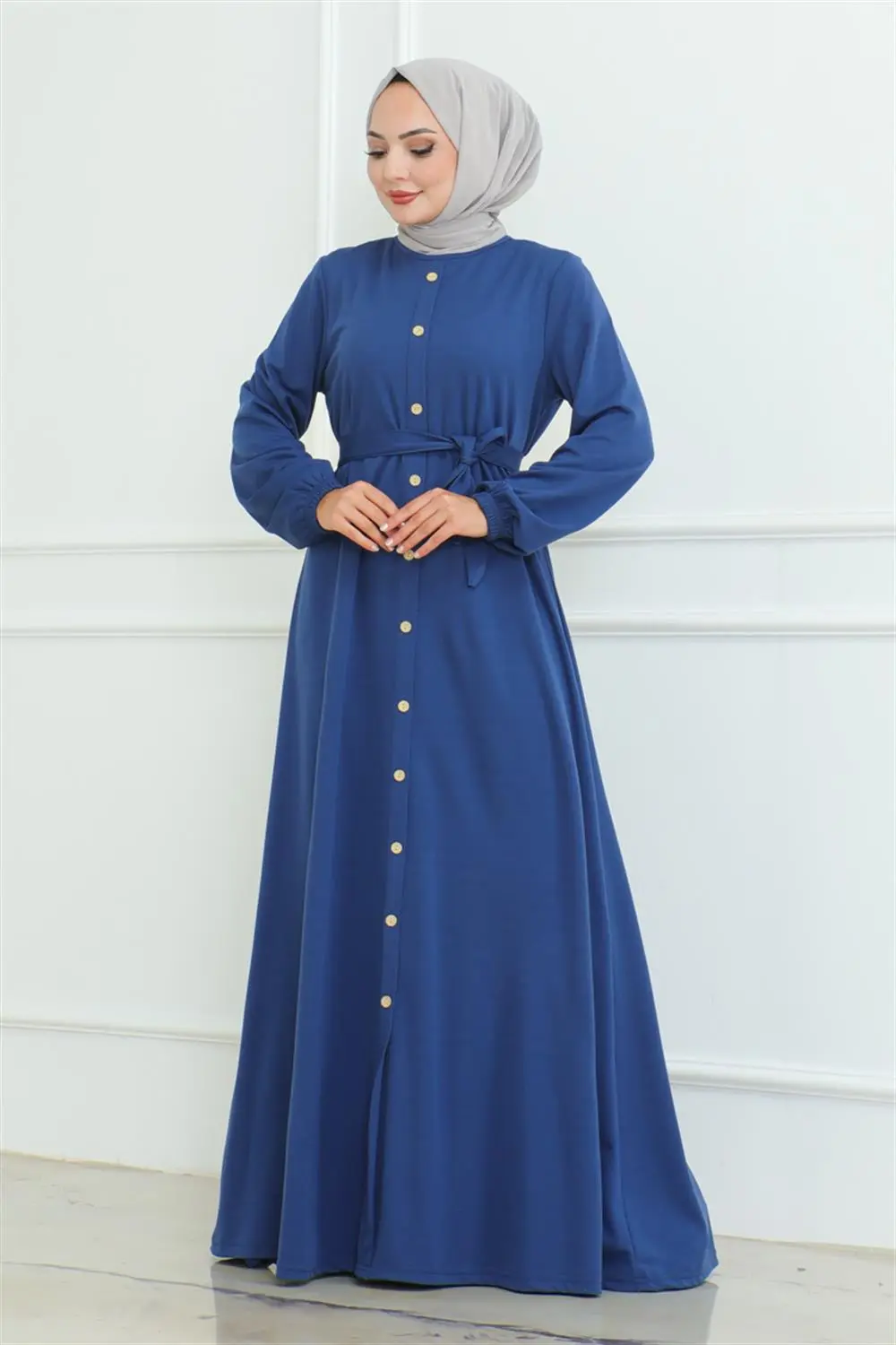 Düğme Detaylı Kemerli Elbise-detail