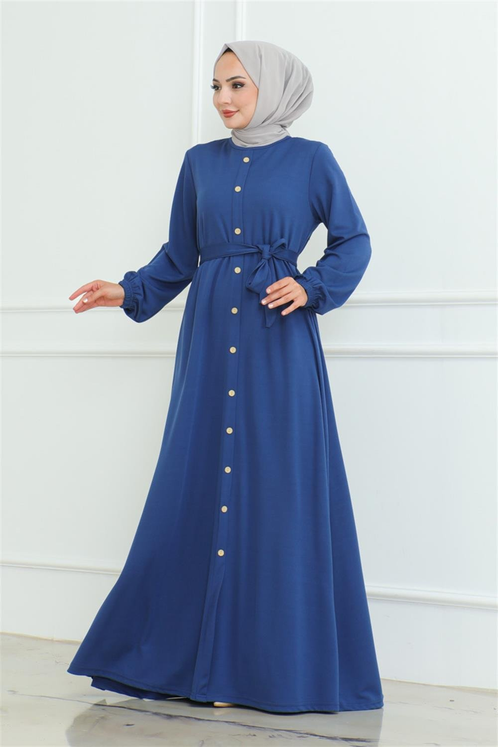 Button Detailed Belted Dress