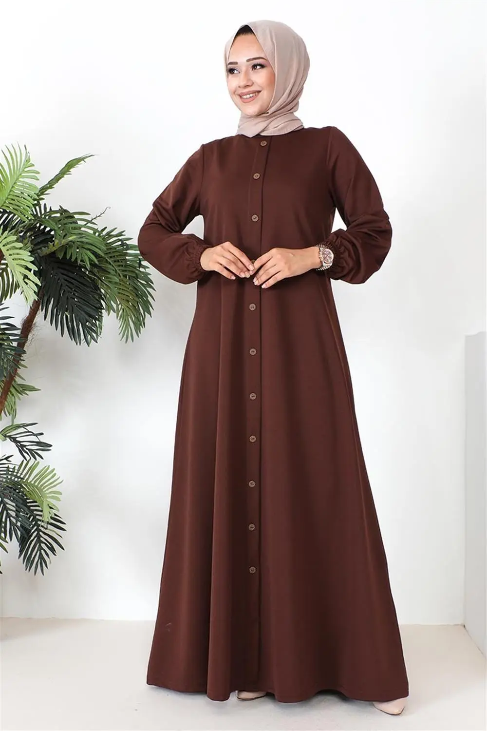 Düğme Detaylı Kemerli Elbise-detail