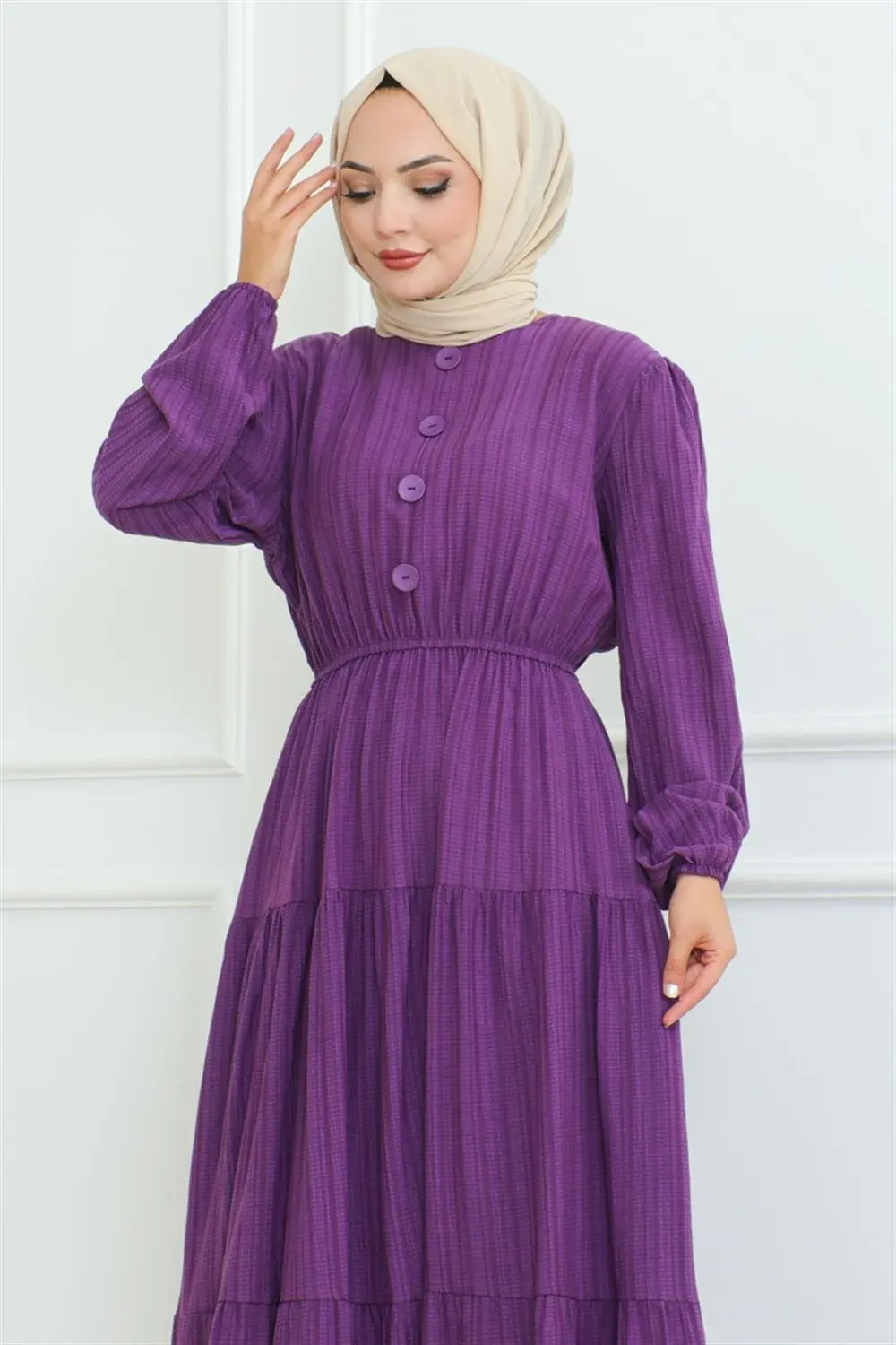 Button Detailed Wrap Dress-detail