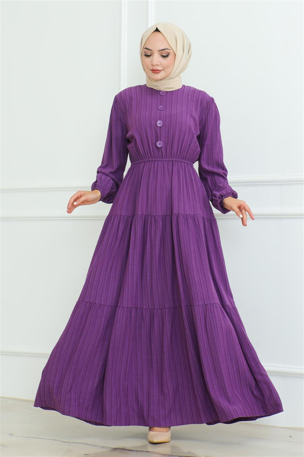 Button Detailed Wrap Dress