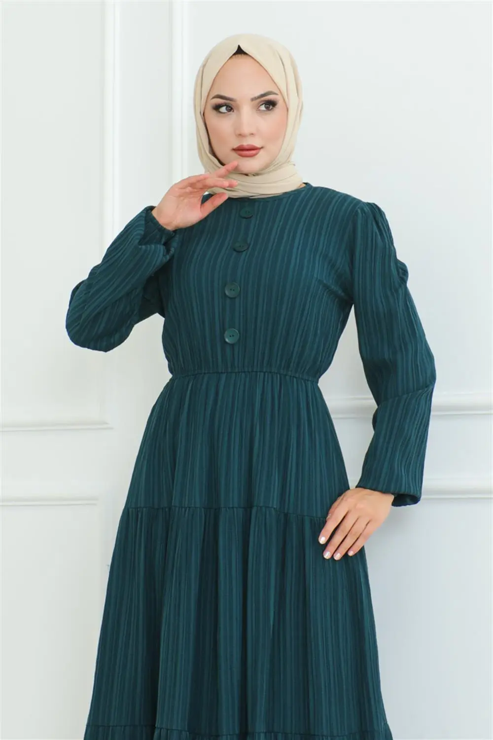 Button Detailed Wrap Dress-detail