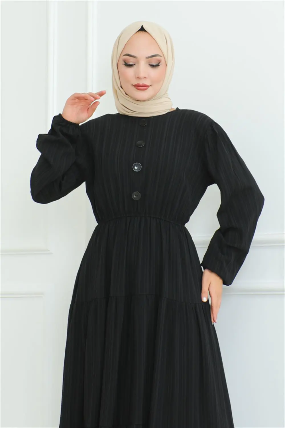 Button Detailed Wrap Dress-detail