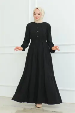 Button Detailed Wrap Dress