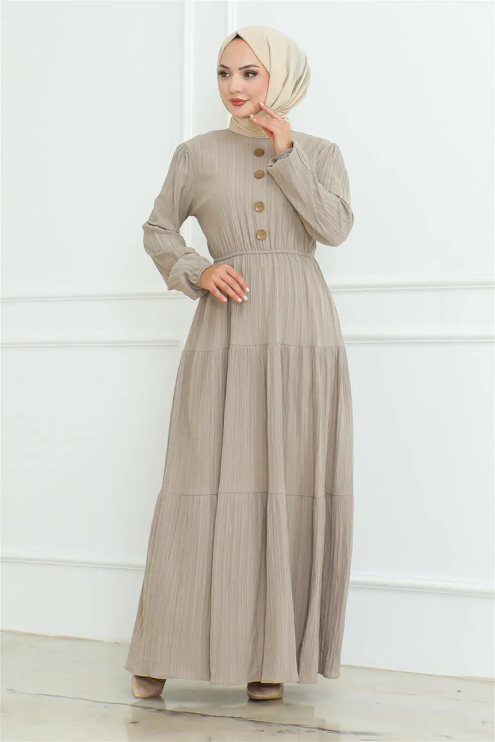 Button Detailed Wrap Dress-detail