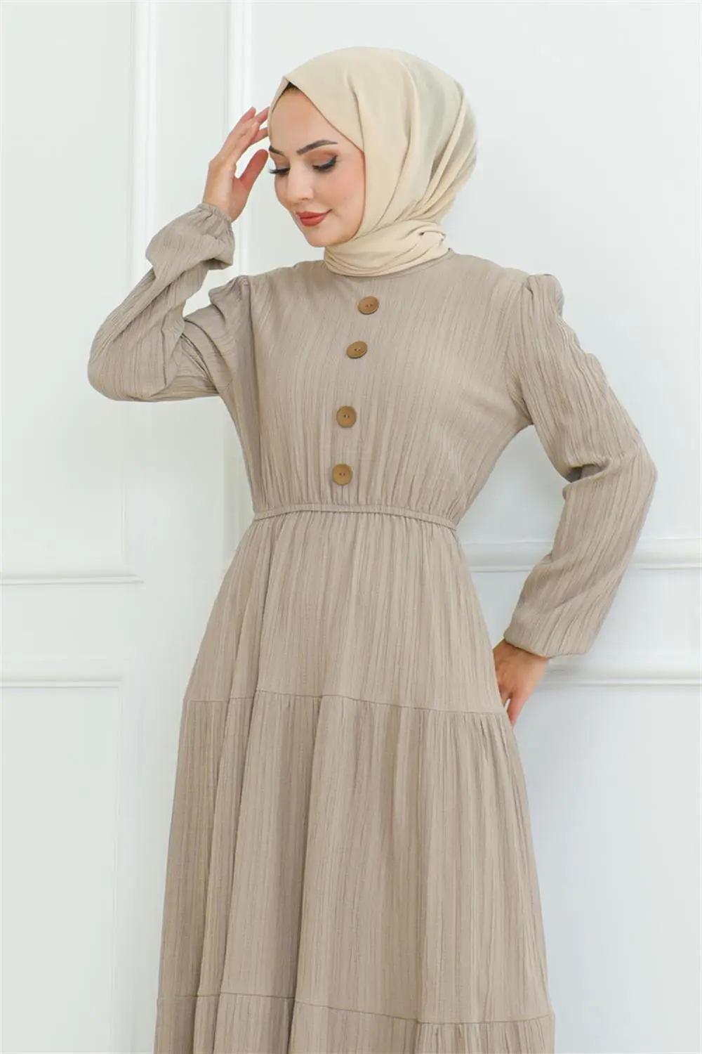 Button Detailed Wrap Dress-detail