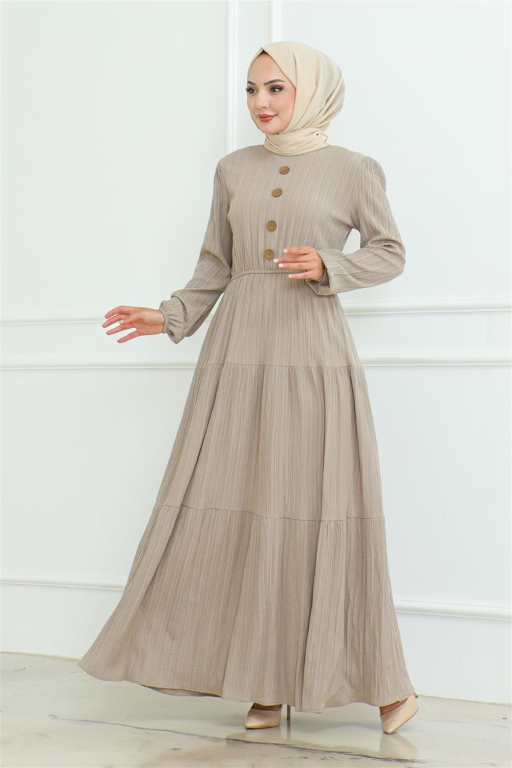 Button Detailed Wrap Dress