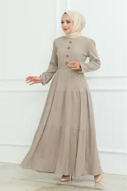 Button Detailed Wrap Dress