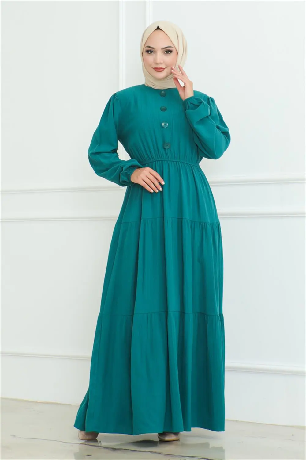 Button Detailed Wrap Dress-detail