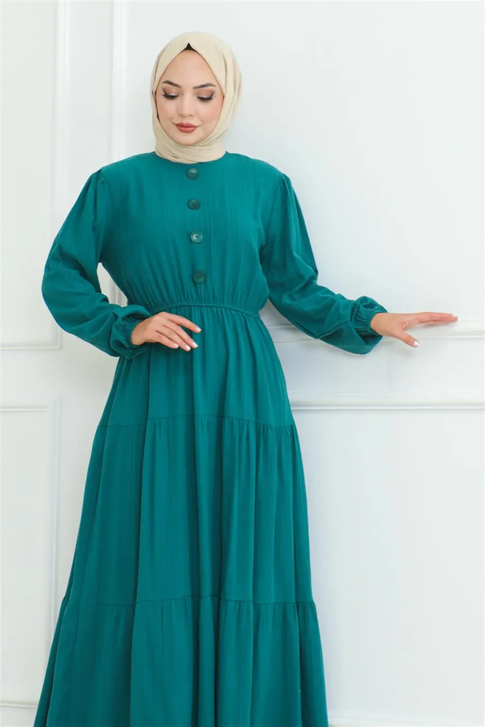 Button Detailed Wrap Dress-detail