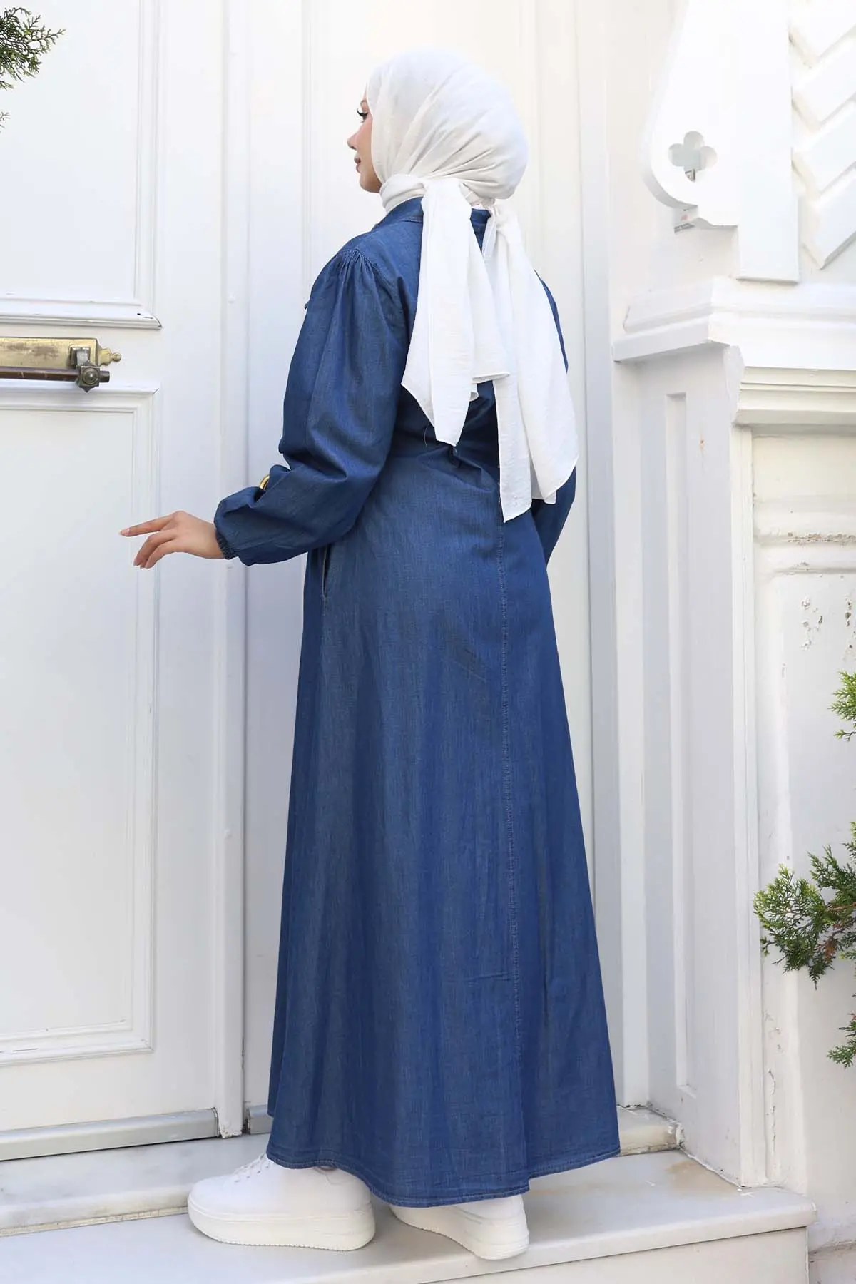 Button Detailed Denim Dress-detail