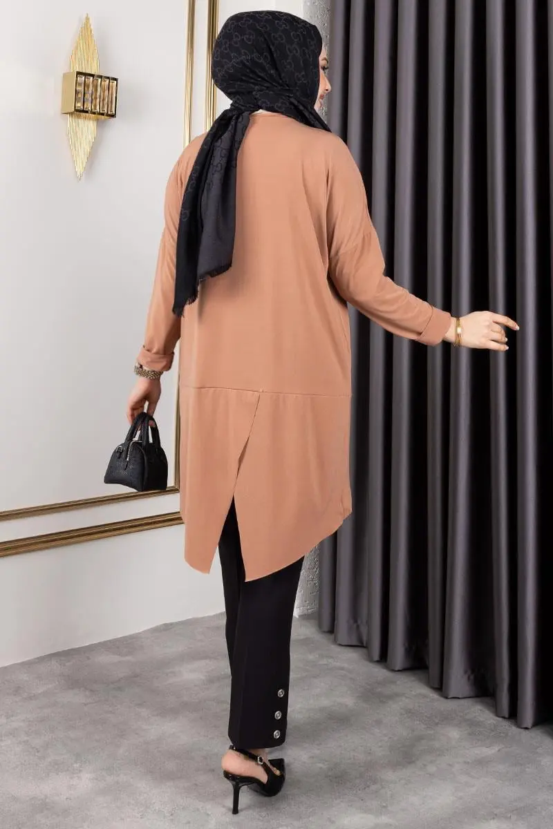 Button Detailed Crepe Trousers-detail