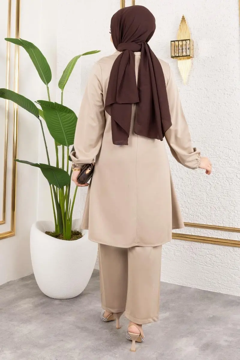 Button Detailed Hijab Suit-detail
