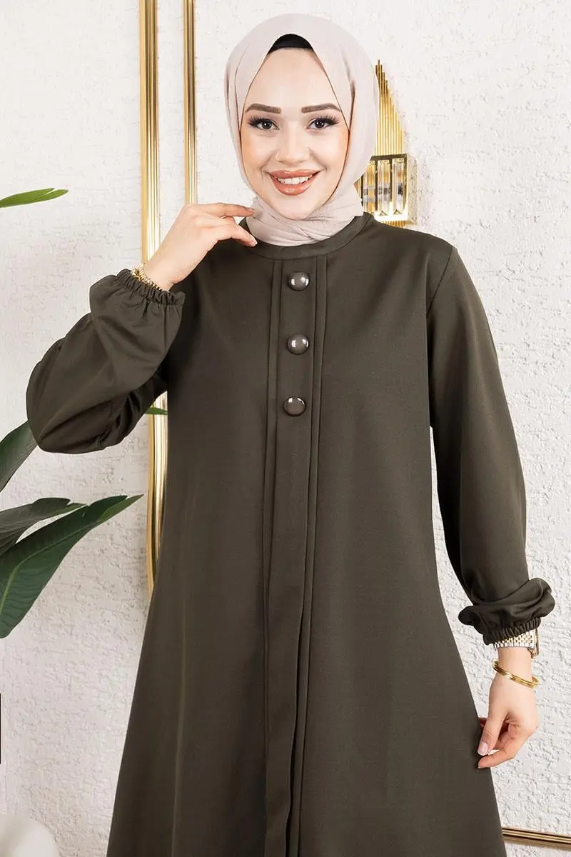 Button Detailed Hijab Suit-detail