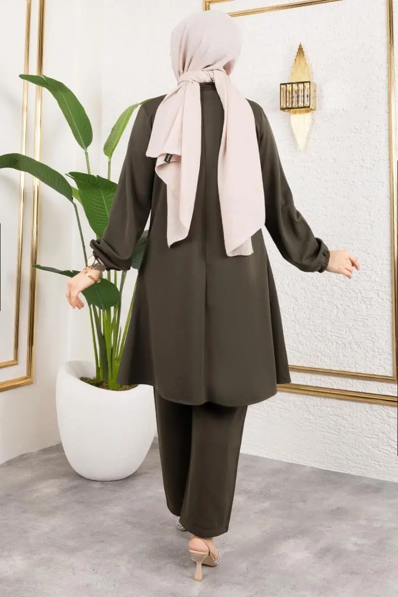 Button Detailed Hijab Suit-detail