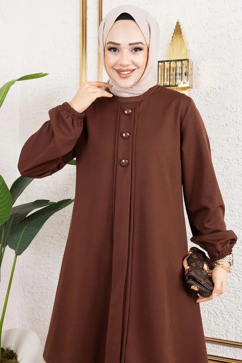 Button Detailed Hijab Suit-detail