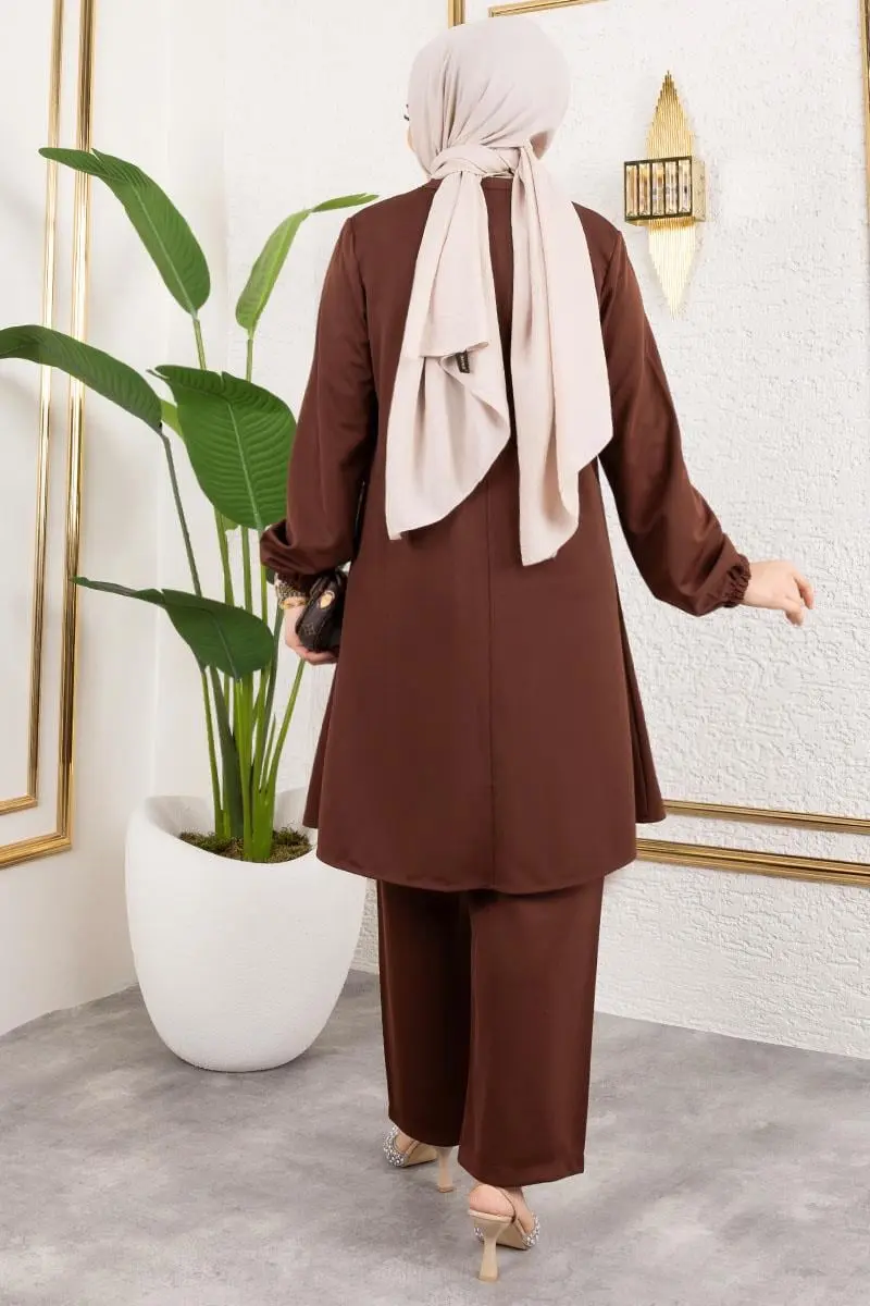 Button Detailed Hijab Suit-detail