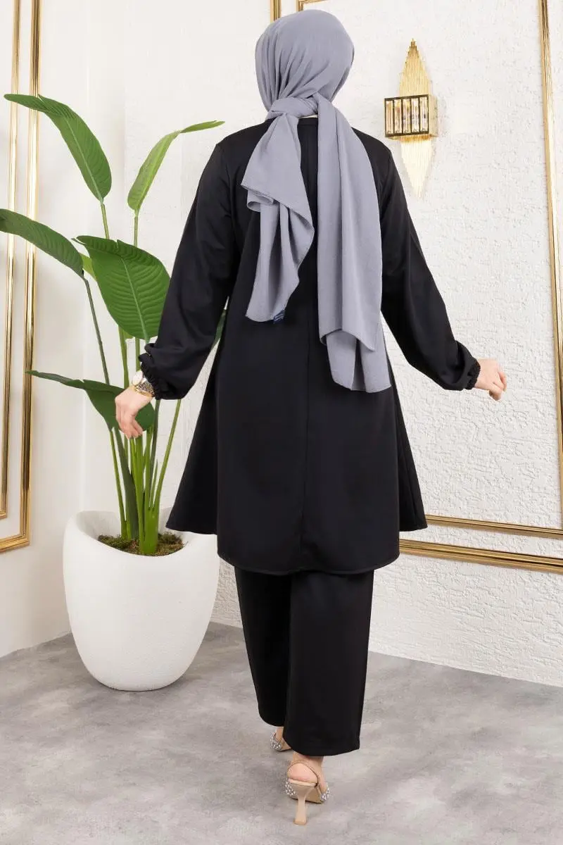 Button Detailed Hijab Suit-detail