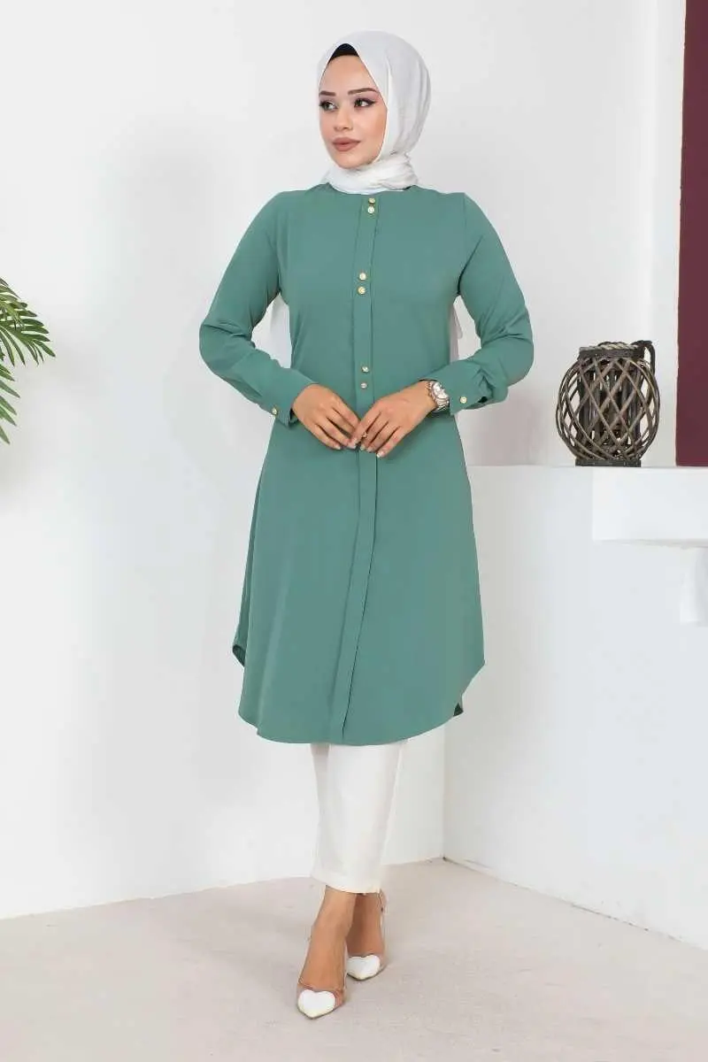 Button Detailed Hijab Tunic-detail