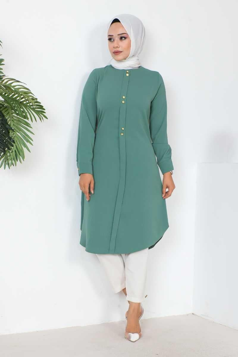 Button Detailed Hijab Tunic