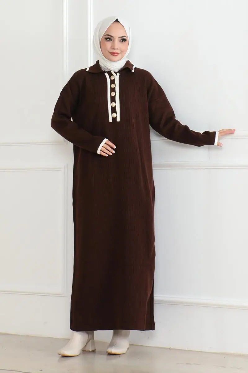 Button Detailed Knit Dress-detail