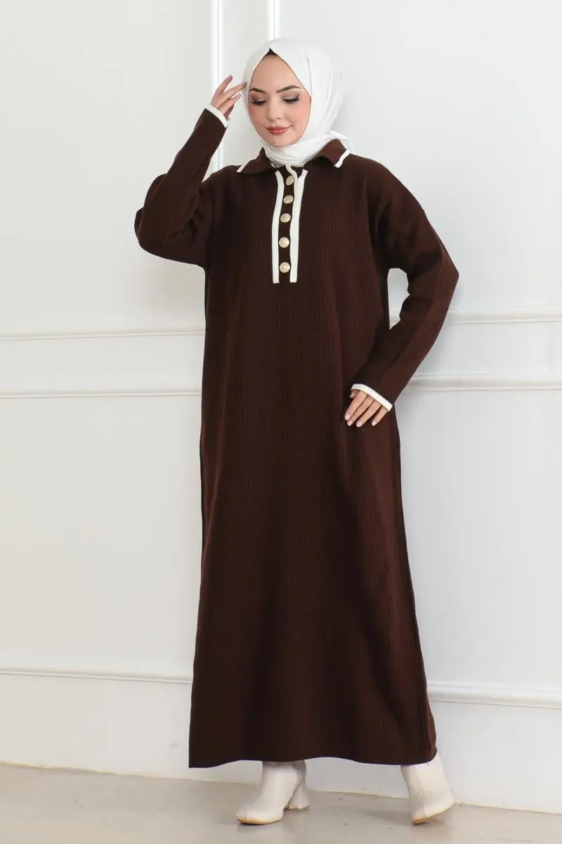 Button Detailed Knit Dress-detail