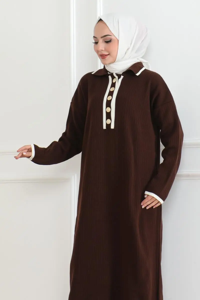 Button Detailed Knit Dress-detail