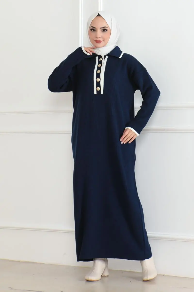 Button Detailed Knit Dress-detail