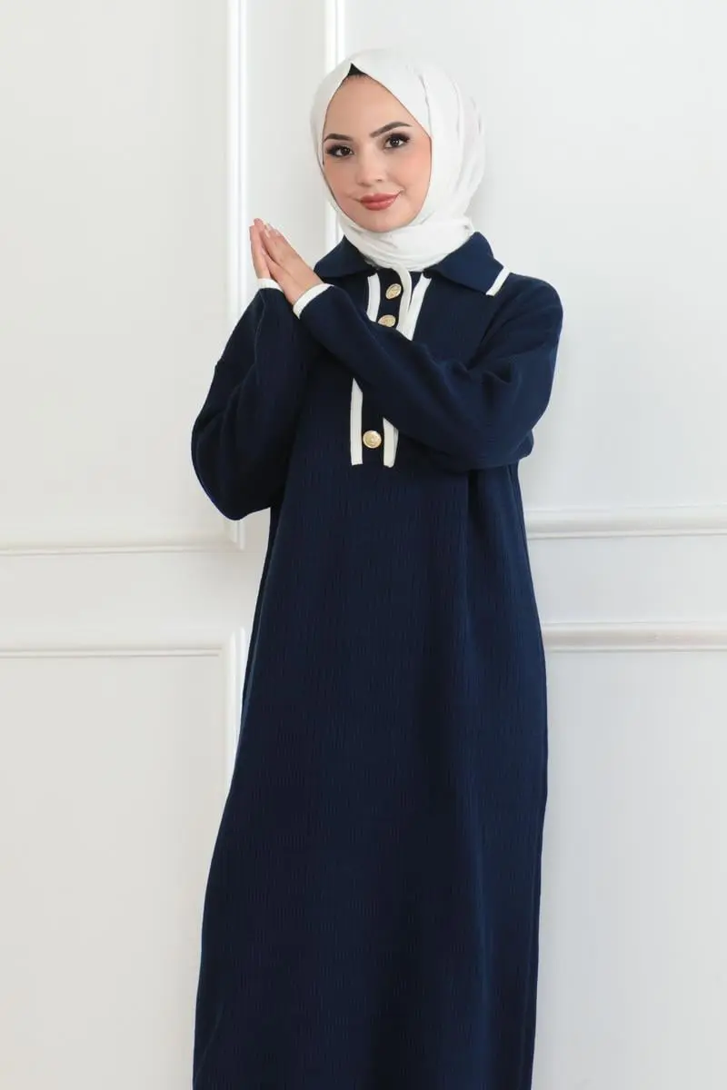 Button Detailed Knit Dress-detail