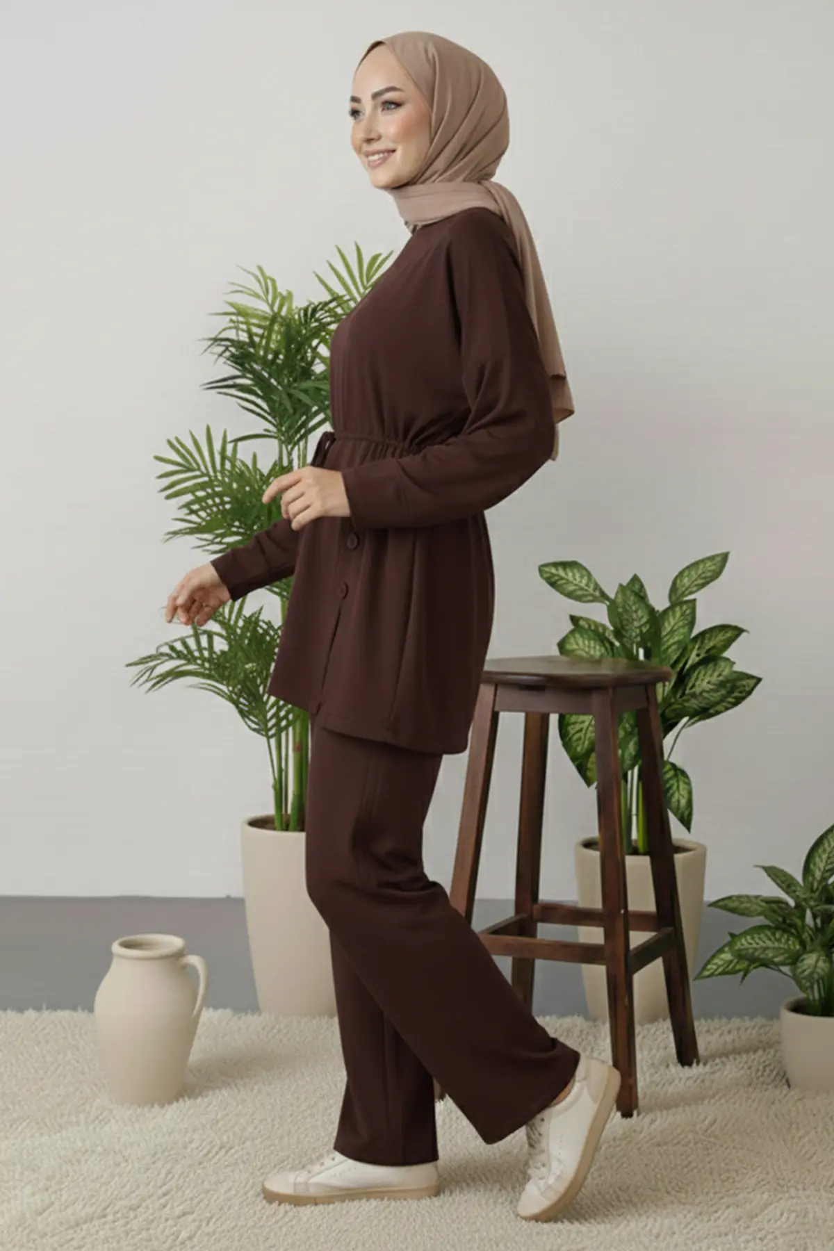 Button Detail Tunic Set-detail