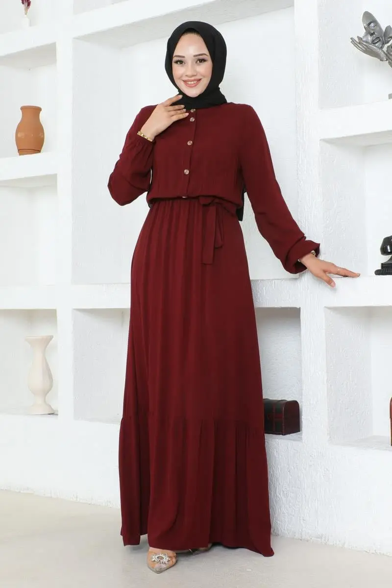 Button Detailed Viscose Dress