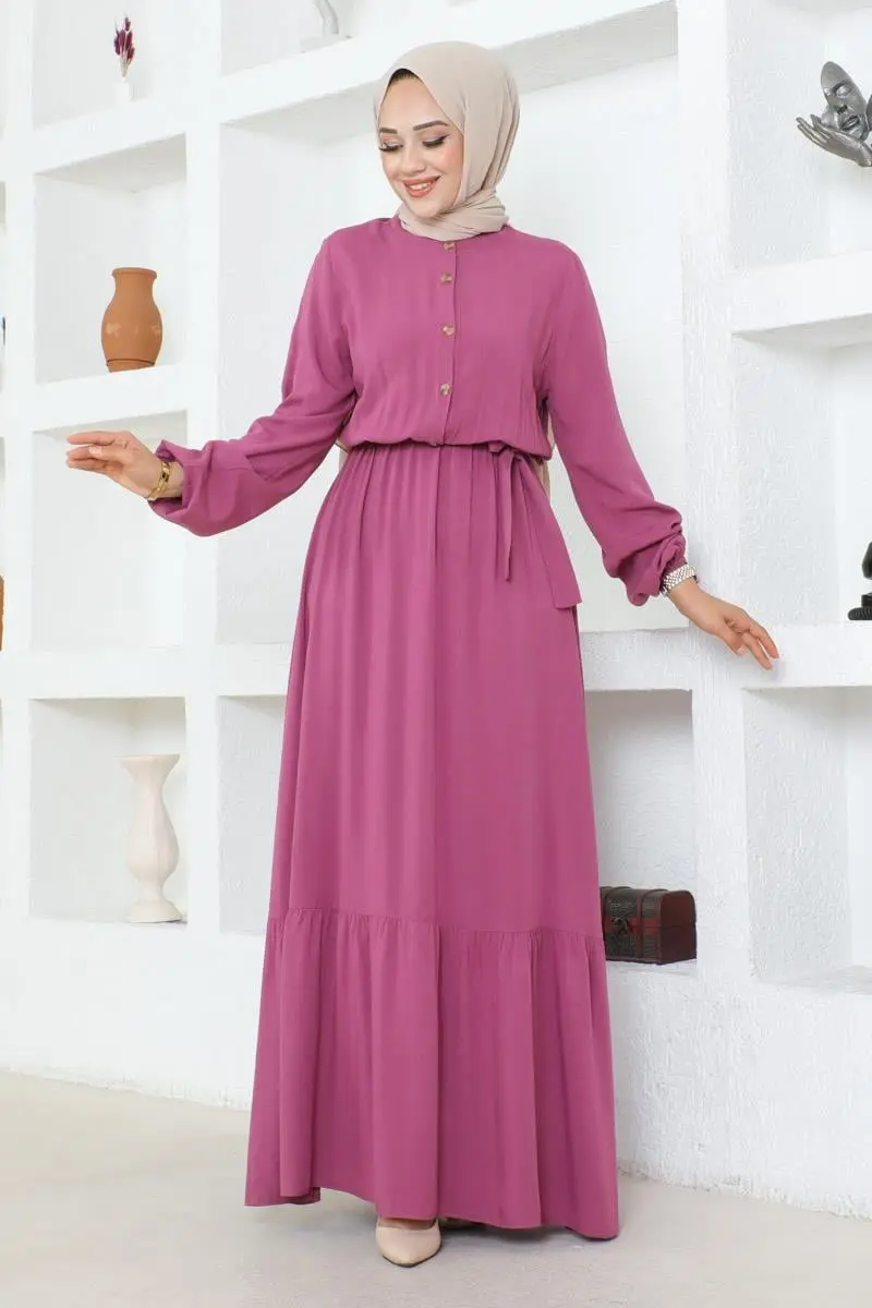 Button Detailed Viscose Dress