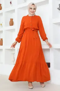 Button Detailed Viscose Dress