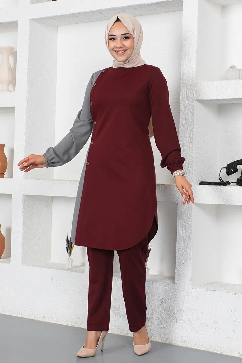 Buttoned Two-tone Suit-detail